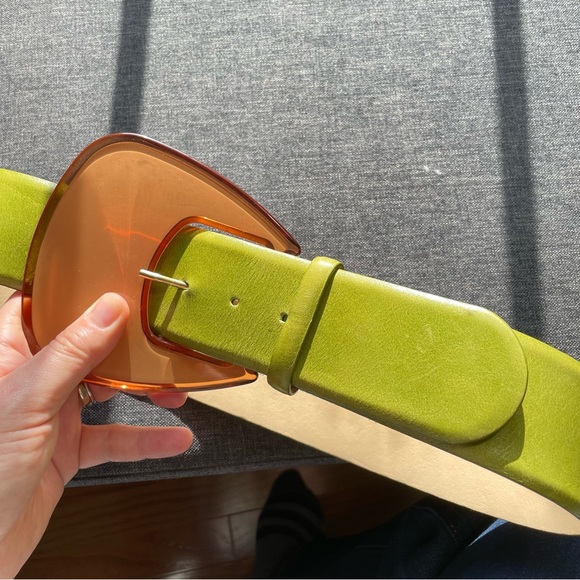 French Connection Green Belt with Amber Buckle - Picture 2 of 5